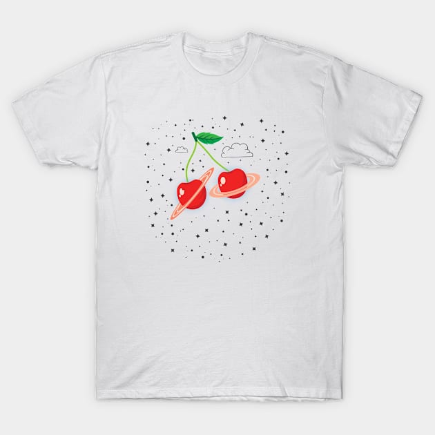 Cherry Like Planets in Space T-Shirt by MAGDY STORE